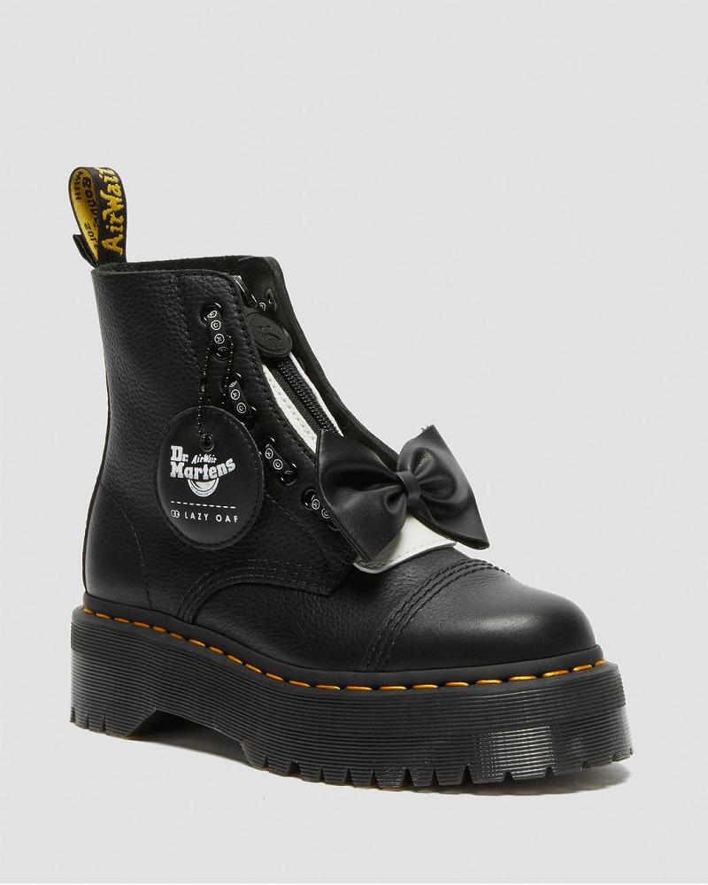 Black Women\'s Dr Martens Sinclair Lazy Oaf Leather Platform Boots | CA 254LIS